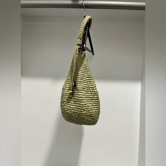 Madewell The Camren Straw Bag with Leather Trim in Sagebrush with gold charms - Picture 9 of 16